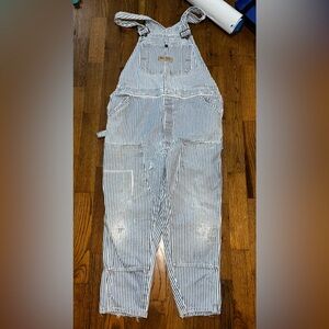 Vintage 60's Big Mac‎ Bib Overalls Blue Pinstripe Railroad Union Made sz 40x28